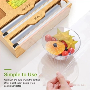 Drvena zidna kutija za kuhinjsku foliju s rezačem – moderni stil, višenamjenska, mogućnost prilagodbe i ispis logotipa