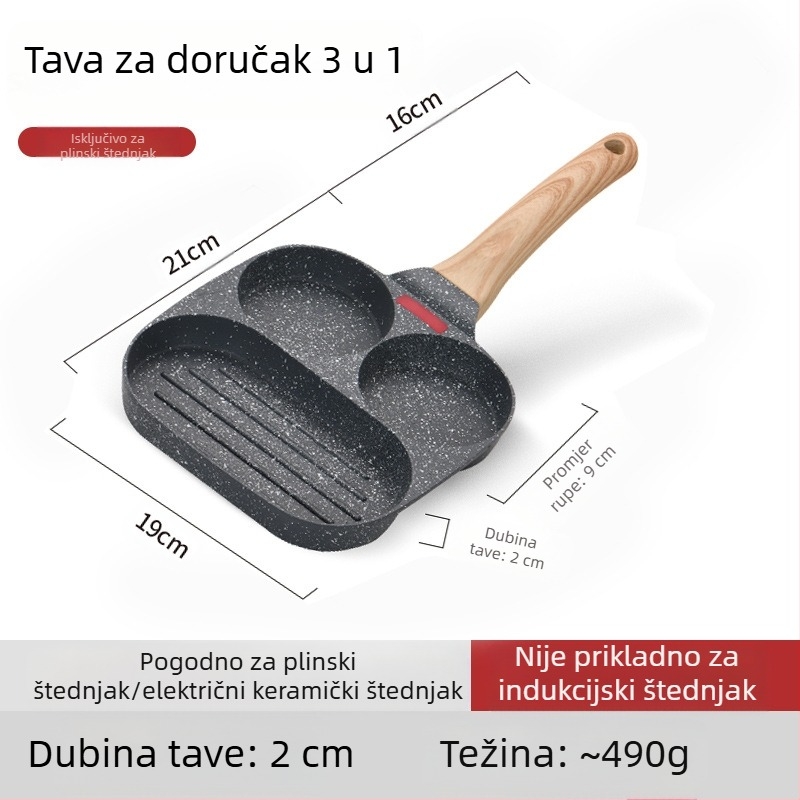 OTTOGI Neprijanjivi tiganj za doručak – jaja i burgerima, aluminijska legura