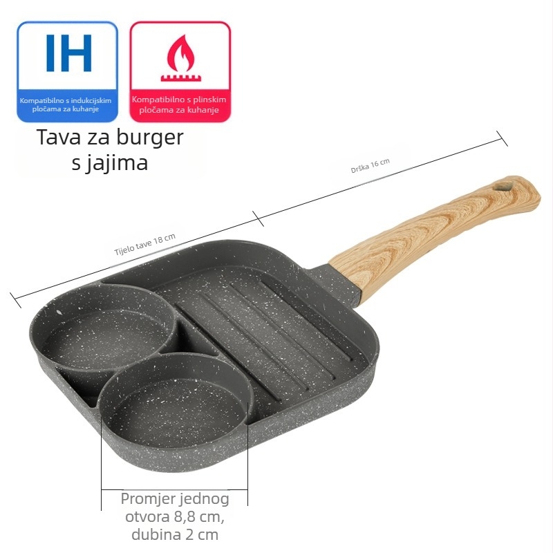 OTTOGI Neprijanjivi tiganj za doručak – jaja i burgerima, aluminijska legura