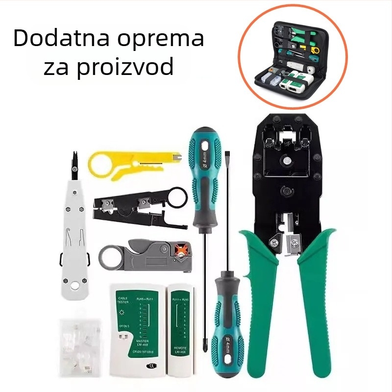 Jillway mrežni set alata s testerom kablova i RJ45 konektorima — alati od ugljične čelika za instalaciju i održavanje mreže