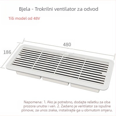 BSF055-3 RV bočna montaža tišni ventilator za ventilaciju hladnjaka s 3 prozora