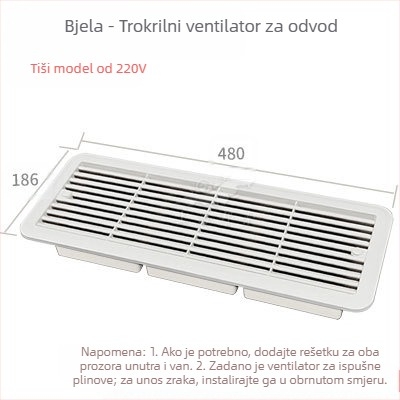 BSF055-3 RV bočna montaža tišni ventilator za ventilaciju hladnjaka s 3 prozora