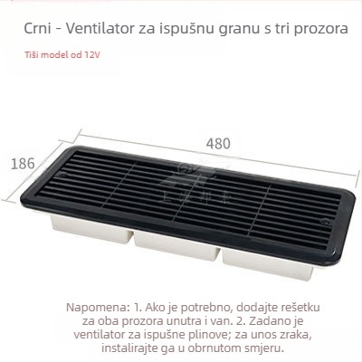 BSF055-3 RV bočna montaža tišni ventilator za ventilaciju hladnjaka s 3 prozora
