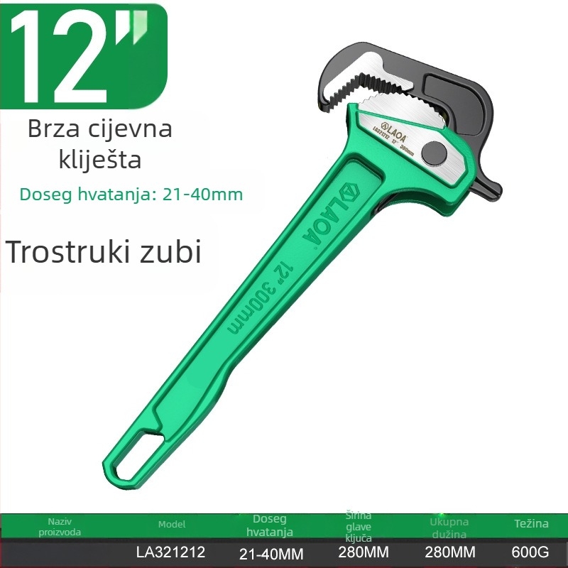 Old A teške cijevne kliješta s brzim djelovanjem – višenamjenske kliješta za cijevi, univerzalne čeljusti, težina 0,5 kg