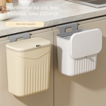 Zidni kuhinjski smećnjak s preklopnim poklopcem, plastični, kapacitet >12 L, kvadratni oblik, kućna uporaba