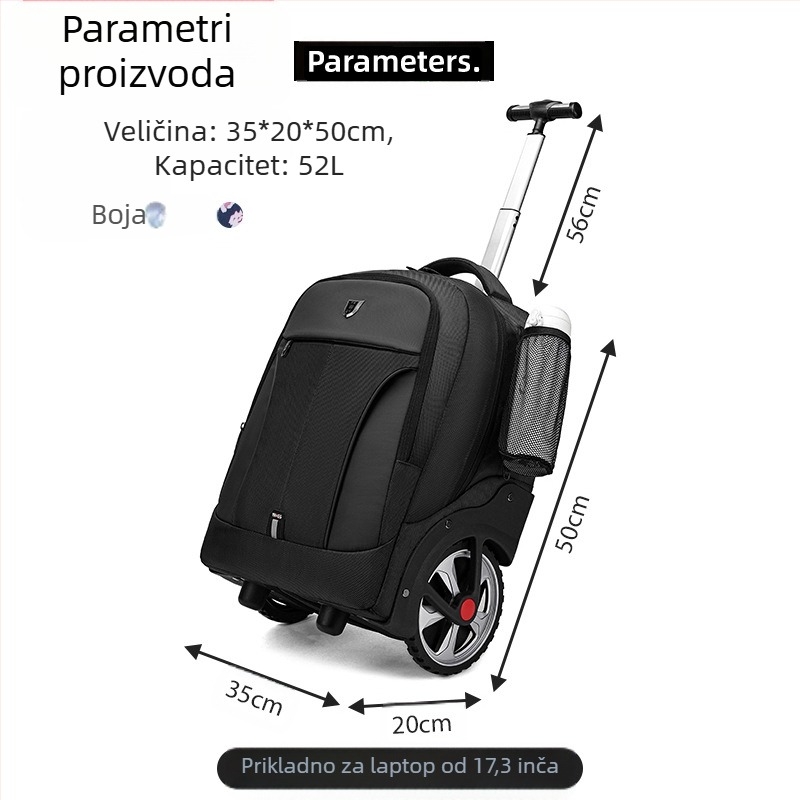 Poslovni trolley ruksak s kotačićima — zip zatvaranje, poliester materijal, 3 kg, idealan za poslovna putovanja