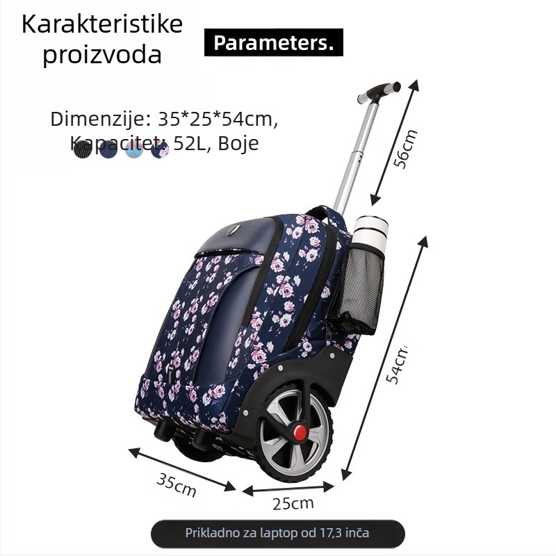 Poslovni trolley ruksak s kotačićima — zip zatvaranje, poliester materijal, 3 kg, idealan za poslovna putovanja