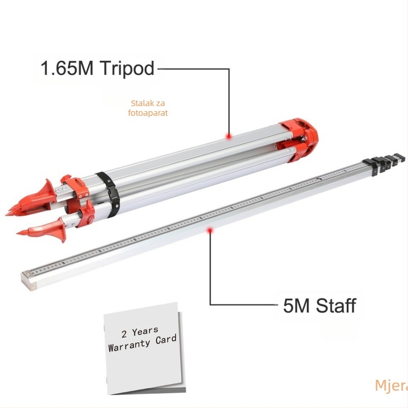 VEVOR aluminijski stativ za niveliiranje za niveliometer i kameru, 2 sekcije, radna visina 104–165 cm