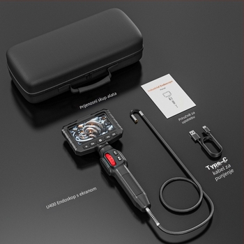 Endoskop s integriranim zaslonom, 360° artikulirajuća sonda za automobilske inspekcije, HD kamera 2 MP, IP67 vodootporan, radna duljina 1000 mm, LED osvjetljenje