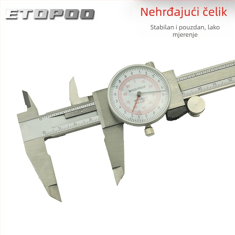 ETOPOO nehrđajući čelik vernier kaliper, dvostruka mjerna skala mm/in, preciznost 0,01 inča