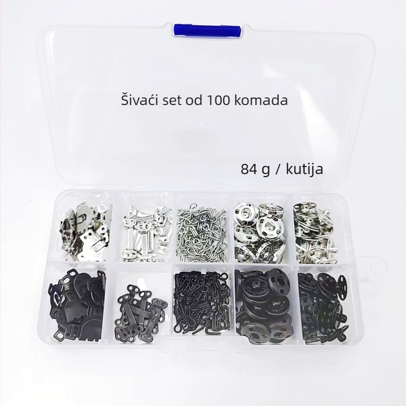 PHIA HARDWARE Metalni gumbi za odjeću, set za popravak 100 kom., ručno prišiveno; pogodno za traperice, odjeću i dodatke