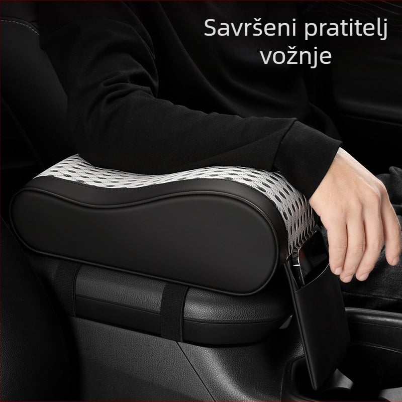 Tengli kožno-mrežasti jastučić za naslon za ruku u automobilu s memorijskom pjenom, središnji jastučić za povećanje visine