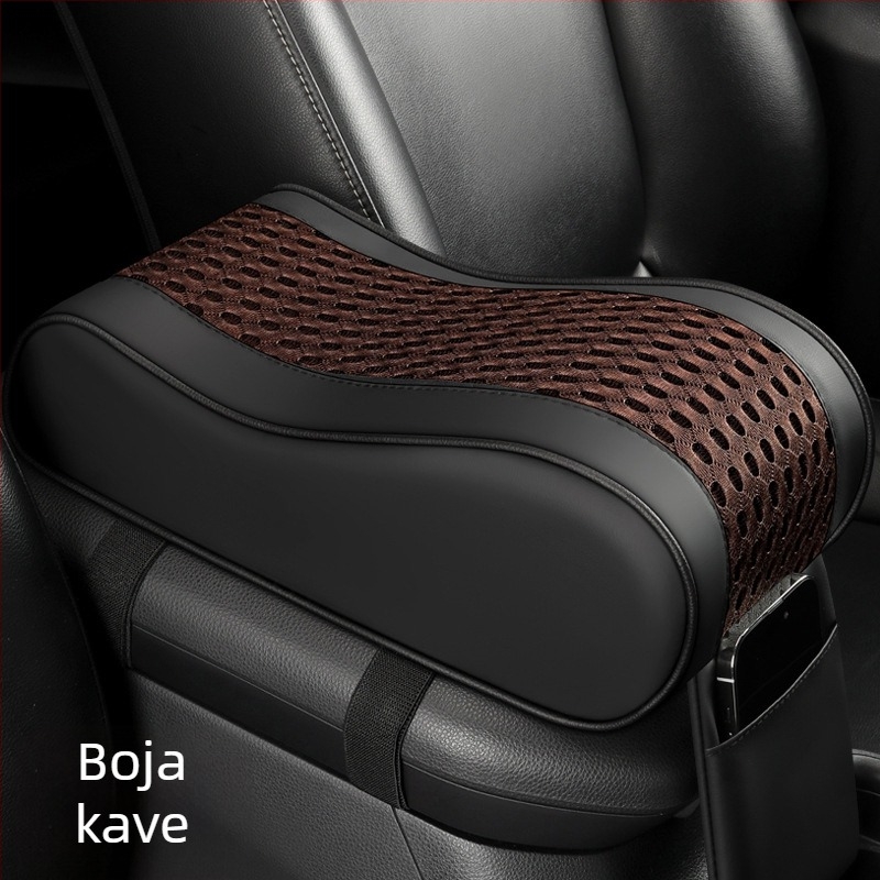 Tengli kožno-mrežasti jastučić za naslon za ruku u automobilu s memorijskom pjenom, središnji jastučić za povećanje visine