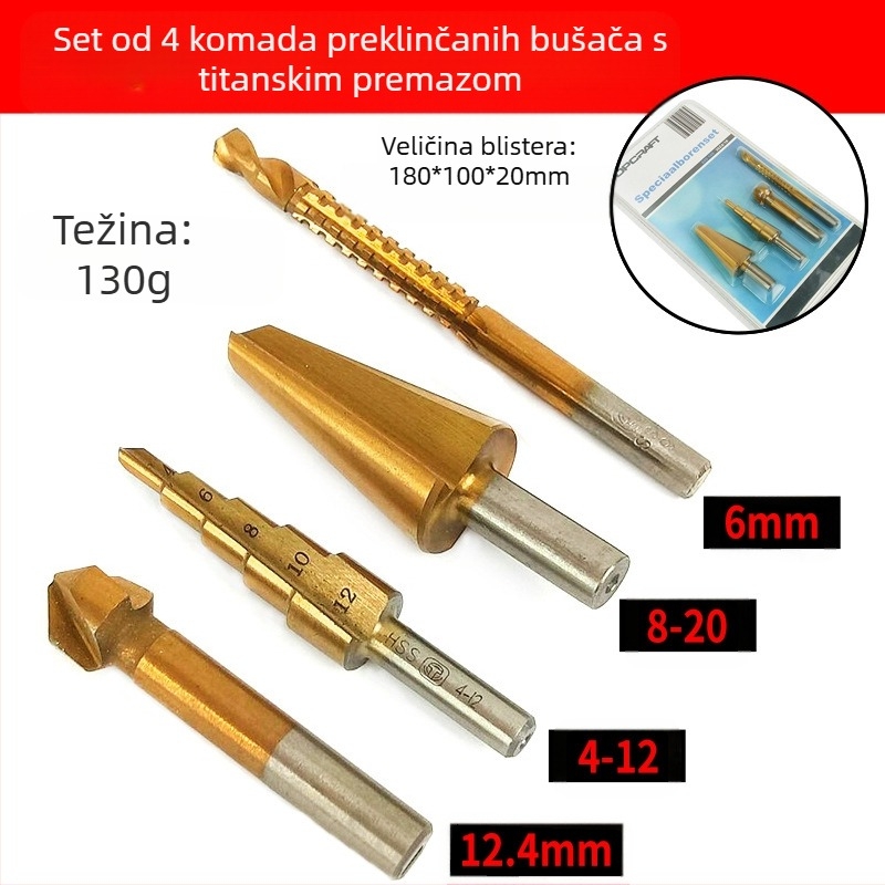 DIYT 5-dijelni set stupanjskih bušilica od visokougljičnog čelika, Pagoda Diamond