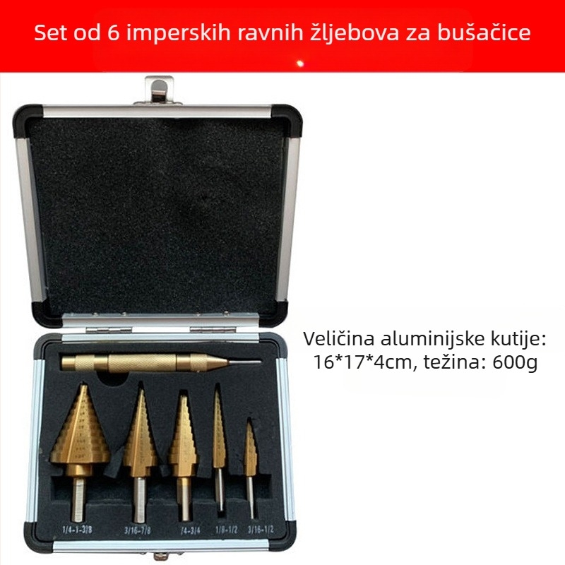 DIYT 5-dijelni set stupanjskih bušilica od visokougljičnog čelika, Pagoda Diamond