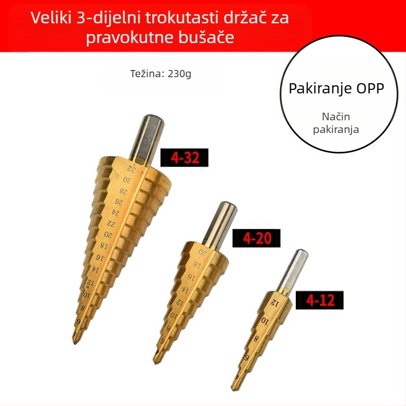 DIYT 5-dijelni set stupanjskih bušilica od visokougljičnog čelika, Pagoda Diamond