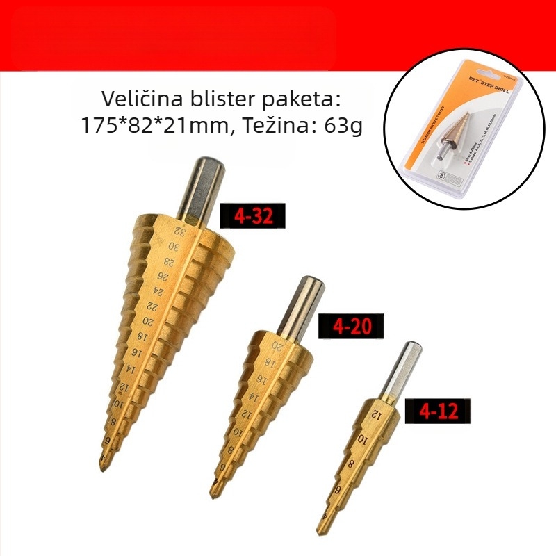 DIYT 5-dijelni set stupanjskih bušilica od visokougljičnog čelika, Pagoda Diamond