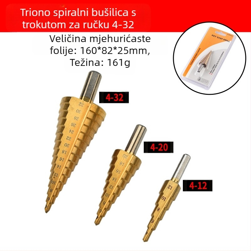DIYT 5-dijelni set stupanjskih bušilica od visokougljičnog čelika, Pagoda Diamond