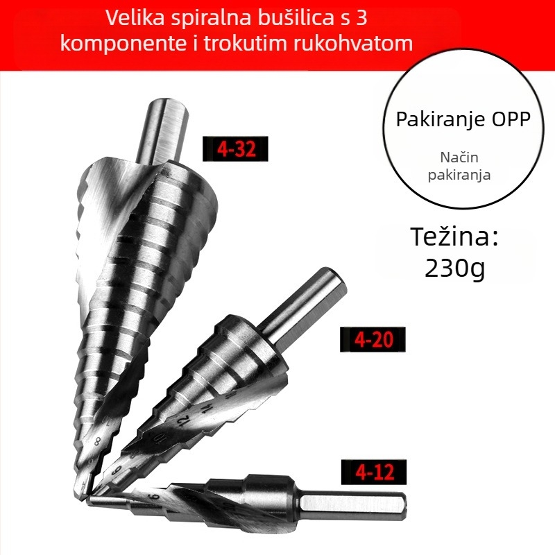 DIYT 5-dijelni set stupanjskih bušilica od visokougljičnog čelika, Pagoda Diamond