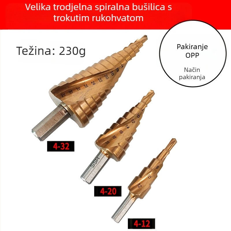 DIYT 5-dijelni set stupanjskih bušilica od visokougljičnog čelika, Pagoda Diamond