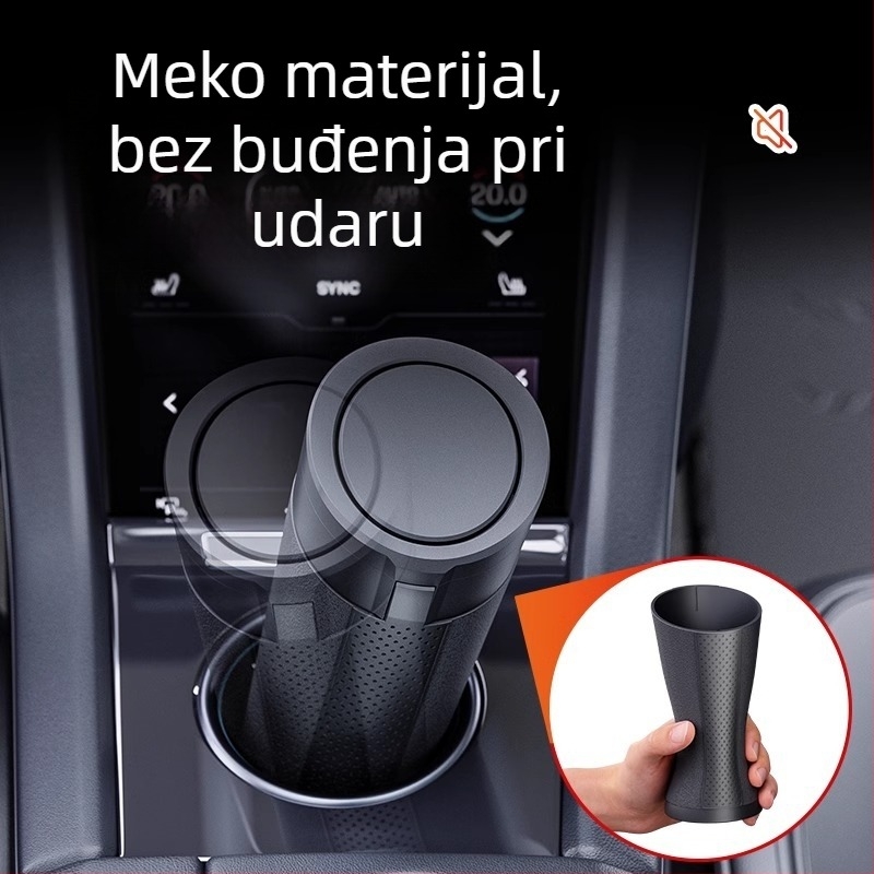 Kanta za smeće za automobil, prenosiva ABS kutija za pohranu s cilindričnim dizajnom, vodootporna i otporna na tlak, moguć print loga