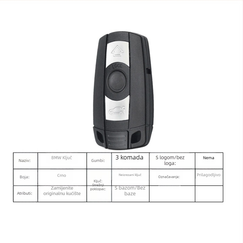Kućište za daljinski ključ BMW CAS3 za serije 3 i 5 — plastično kućište, metalna oštrica ključa, težina 30 g