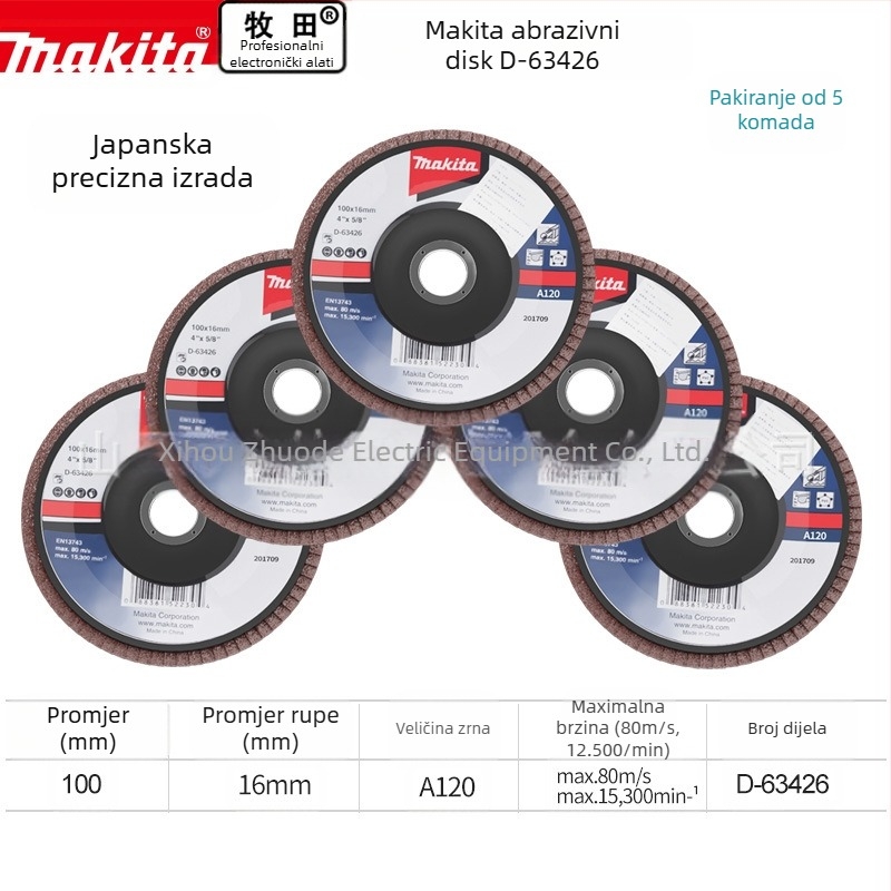 Makita 100 mm abrazivni platneni kotač za kutnu brusilicu – poliranje, maksimalna brzina 80, tvrdoća A