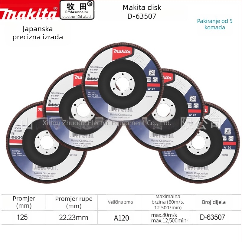 Makita 100 mm abrazivni platneni kotač za kutnu brusilicu – poliranje, maksimalna brzina 80, tvrdoća A