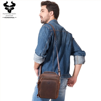 HUMERPAUL Muška kožna torbica preko ramena – prava koža, gornji sloj kravlje kože, podstava od poliestera, model HL-MH573