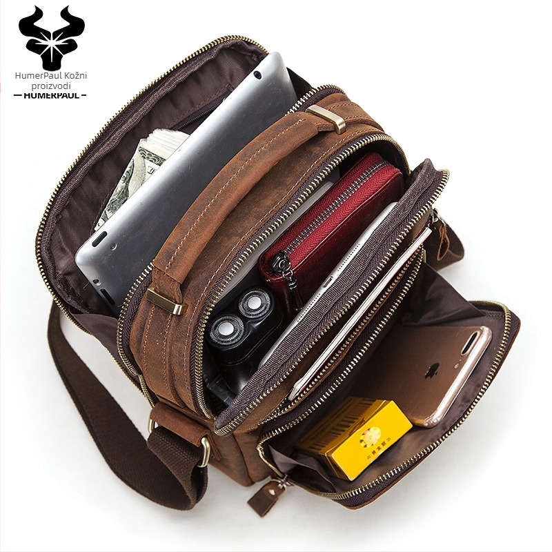 HUMERPAUL Muška kožna torbica preko ramena – prava koža, gornji sloj kravlje kože, podstava od poliestera, model HL-MH573