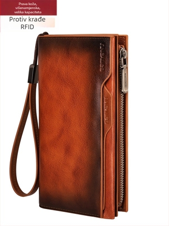 Ban yano Muški novčanik od prave kože, prvi sloj bivlje kože, gradski minimalistički stil, jednobojni uzorak, podstava od poliestera