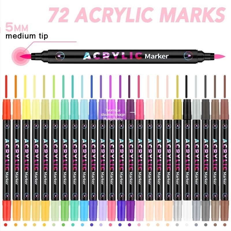 Akril marker za djecu, s dvije glave, dva vrha, brzo se suši, otporan na izblijedjivanje