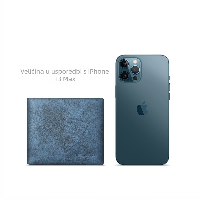 Muški novčanik od prave kože – gornji sloj teleće kože, bifold s jednim preklopom, prugasti uzorak, gradski stil