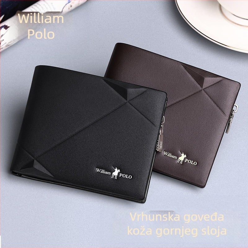 King Paul muški kratki novčanik od prave kože s višestrukim pretincima za kartice – koža prvog sloja, poslovni stil, model 191431