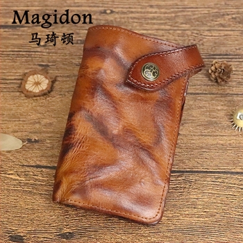 Muški dugi novčanik – ručna izrada, koža s vegetabilnim tretmanom, prvi sloj teleće kože, pretinac za kartice, retro stil