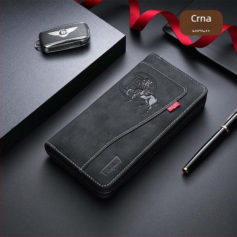 Muški novčanik od PU kože sa zatvaračem, držač kartica s motivom životinja i džepom za kovance, podstava od poliestera, proljeće 2025 izdanje, za svakodnevnu upotrebu