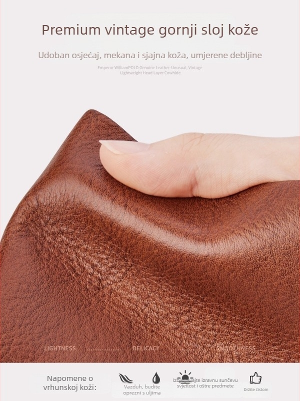 King Paul novčanik od prave kože, prvi sloj goveđe kože, RFID zaštita, poslovni stil, jednobojan