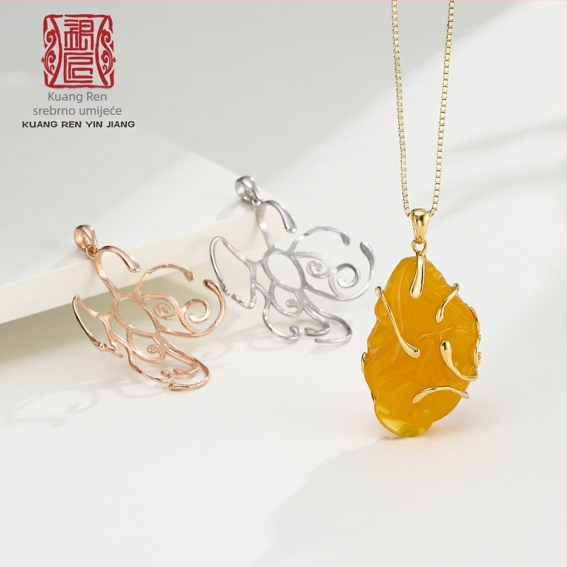 Srebro 925 držač za privjesak, elektroplatiranje, Madman Silversmith, stil Nacionalni Vjetar, Retro Literatura i Umetnost