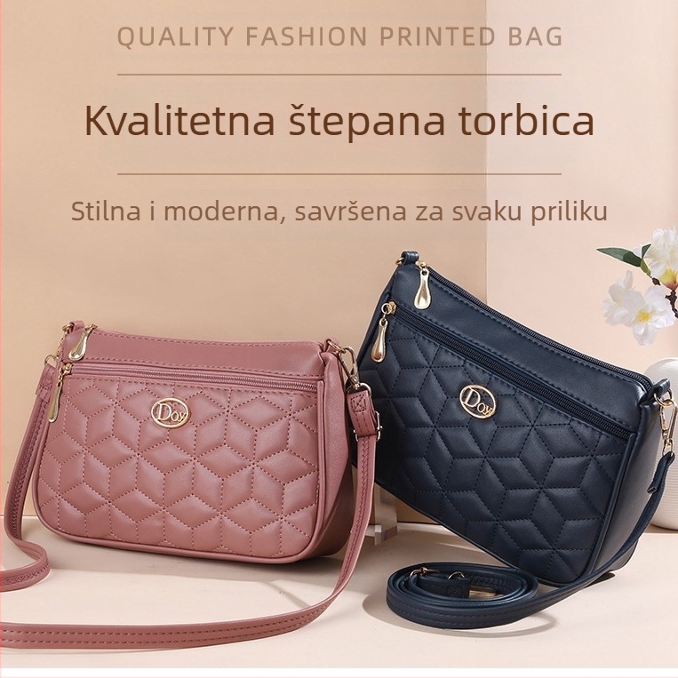 PU crossbody torba, kvadratnog dizajna, vodoravnog oblika, zatvarač, poliester podstava