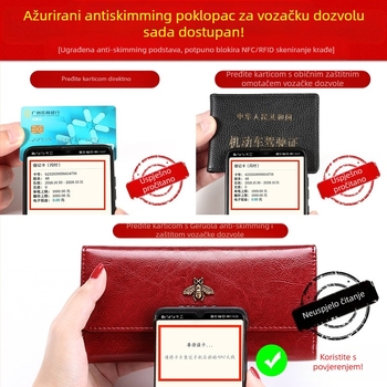 Ženska duga kožna novčana torbica s više kartičnih pretinaca i integriranim klipsom za novac, GRL-Q05, Song Ruola