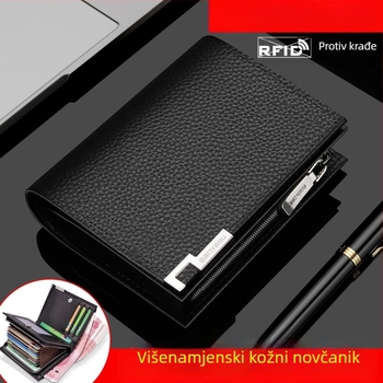 Ban yano muška novčanik – prava koža, prvi sloj goveđe kože, ultra lagan, otporan na habanje, poslovni stil