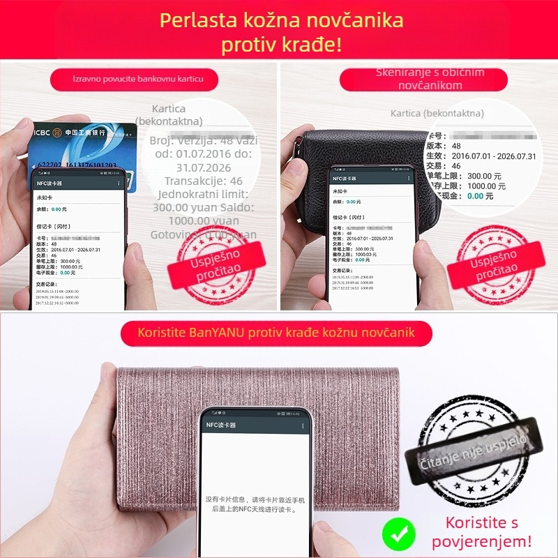 Ženski dugački novčanik od prave kože, dvostruko slojevi krava kože, prugasti uzorak, gradski minimalistički stil, velik kapacitet, više pretinaca za kartice
