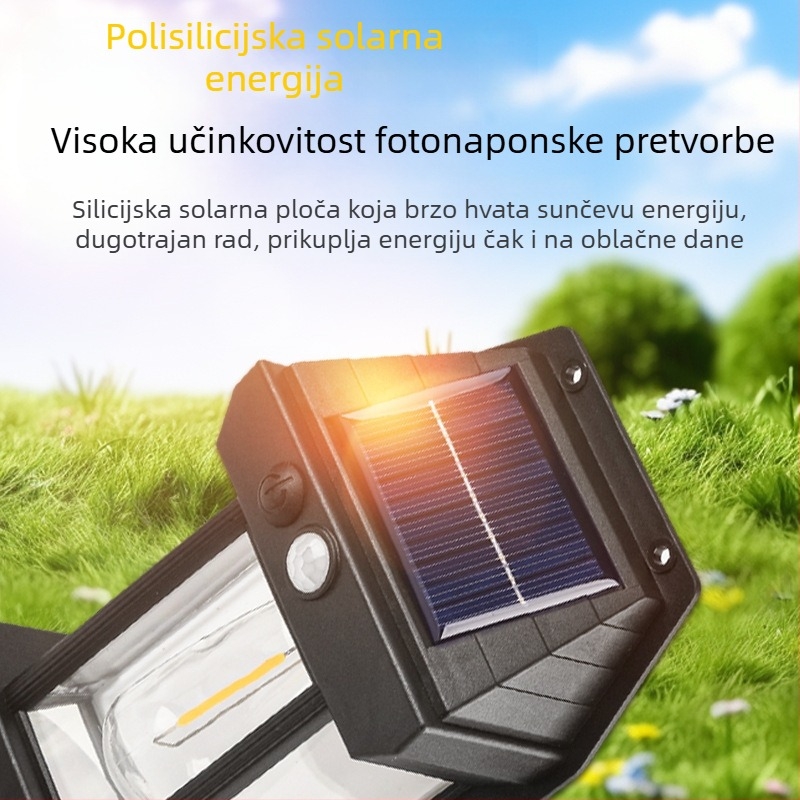 Solarna vanjska zidna svjetiljka s detekcijom pokreta, volframovo vlakno, 3 načina, model XY-888