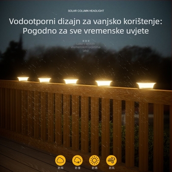 Solarna kolona lampica za vrata vile – LED, 5W, 1.2V, 6–12 sati rada, vodootporna