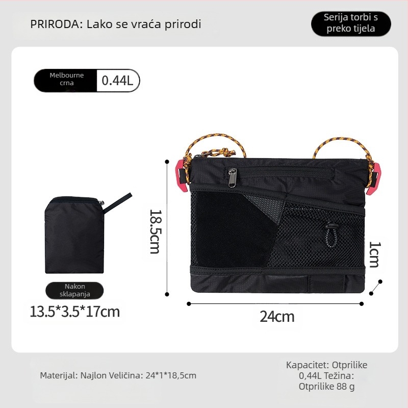 PLAY-KING Nylon Crossbody torba za outdoor sportove – vodootporna, ultralakša, sklopiva, unisex torba za telefon