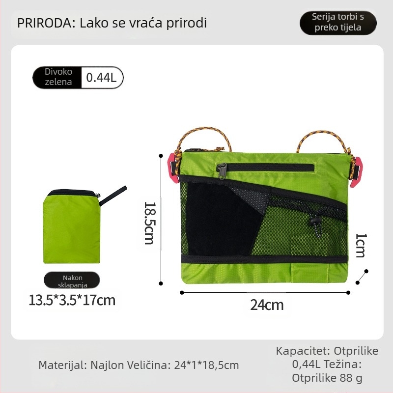 PLAY-KING Nylon Crossbody torba za outdoor sportove – vodootporna, ultralakša, sklopiva, unisex torba za telefon