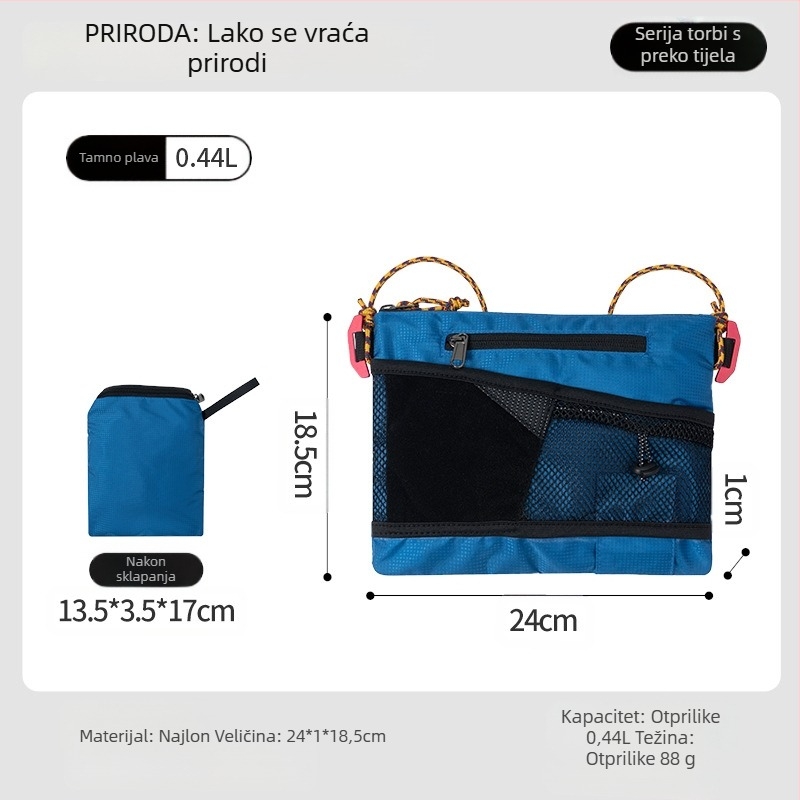 PLAY-KING Nylon Crossbody torba za outdoor sportove – vodootporna, ultralakša, sklopiva, unisex torba za telefon