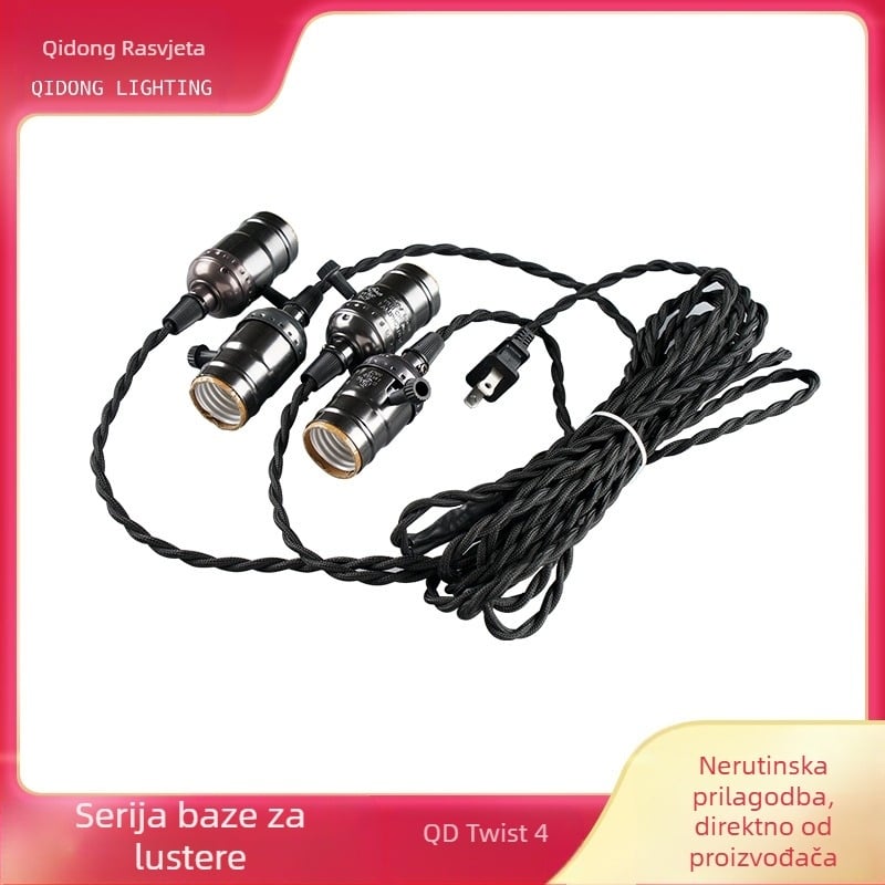 Kabel lampe s okretnim prekidačem, 110-250V, 4A, pleteni kabel + metal + plast, otporan na 210°C