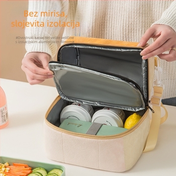 Dvostruko plišana termo torba za ručak, prenosna torba za obrok, debeli dizajn, zadržava toplinu i hladnoću, za putovanja