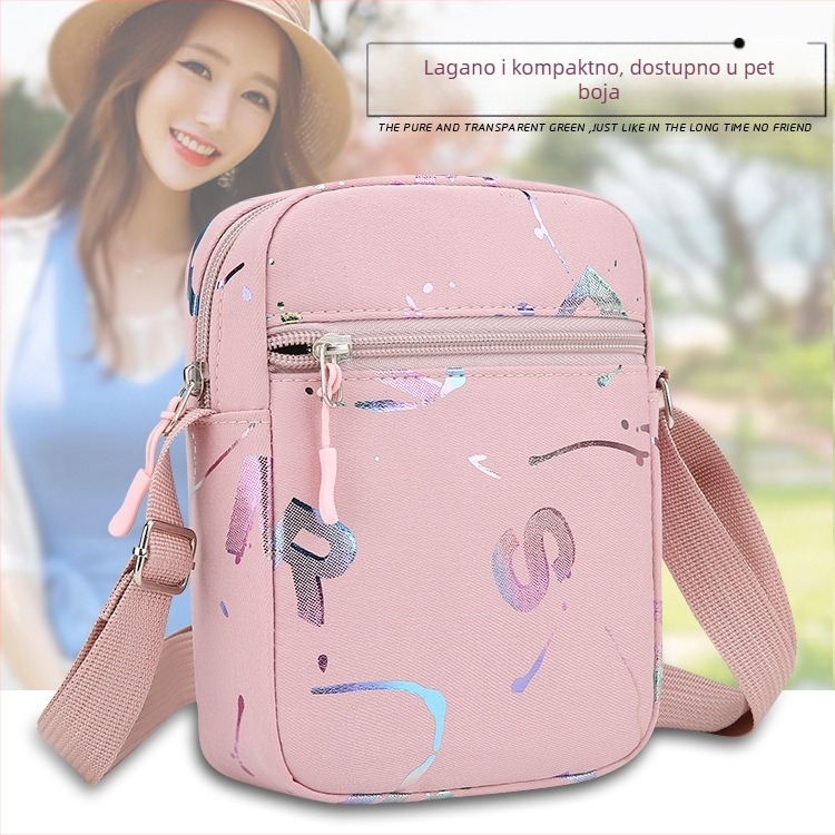 Juanjuan Ženska nylon Crossbody torbica, vertikalno kvadratnog oblika, zatvarač, poliester podstava